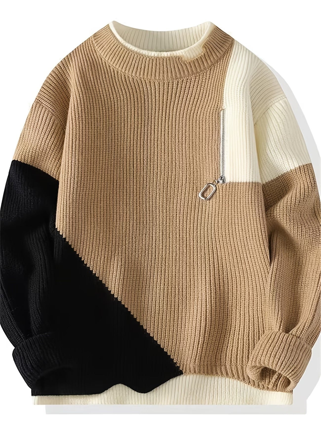 Men’s Colour-Block Mock Neck Pullover