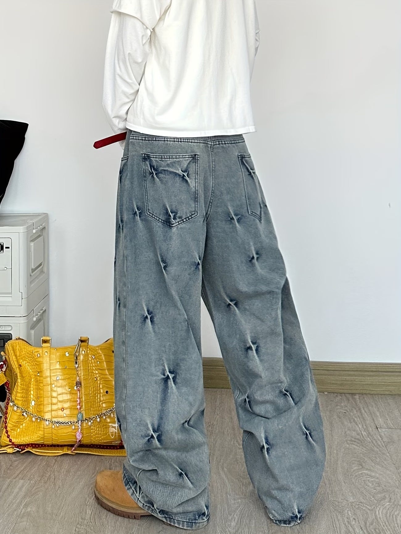 Men’s Wide-Leg Pants with Faded Pattern