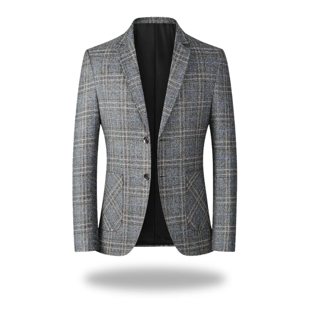 Men's Check Pattern Button Blazer