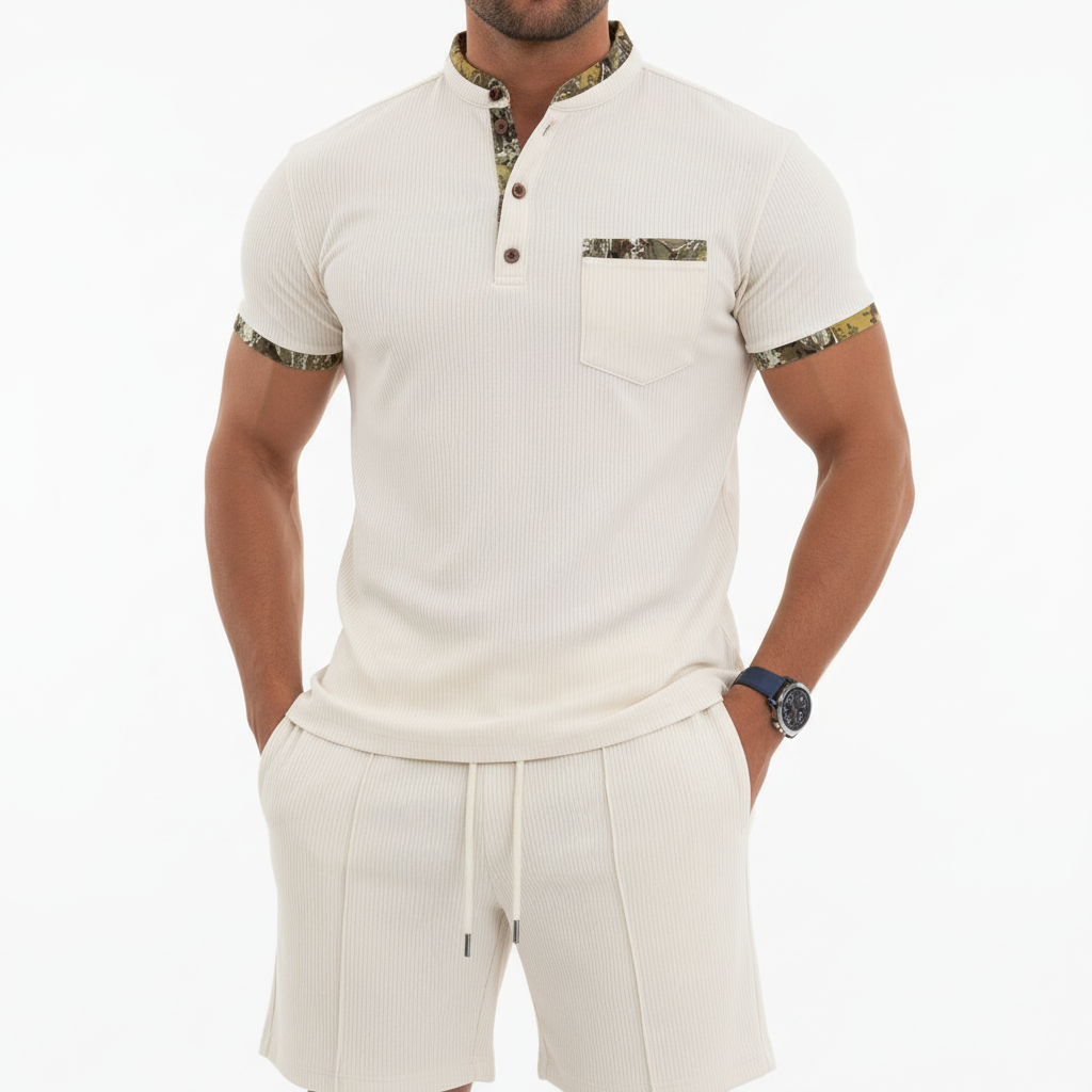 Men's Contrast Detail Shorts Set