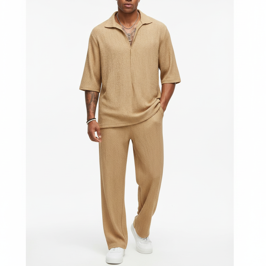 Men's Open Collar Two-Piece Set