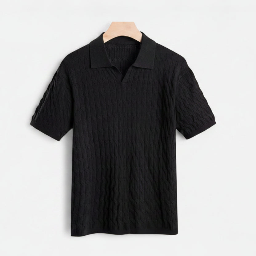 Men's Vertical Pattern Open Collar Shirt