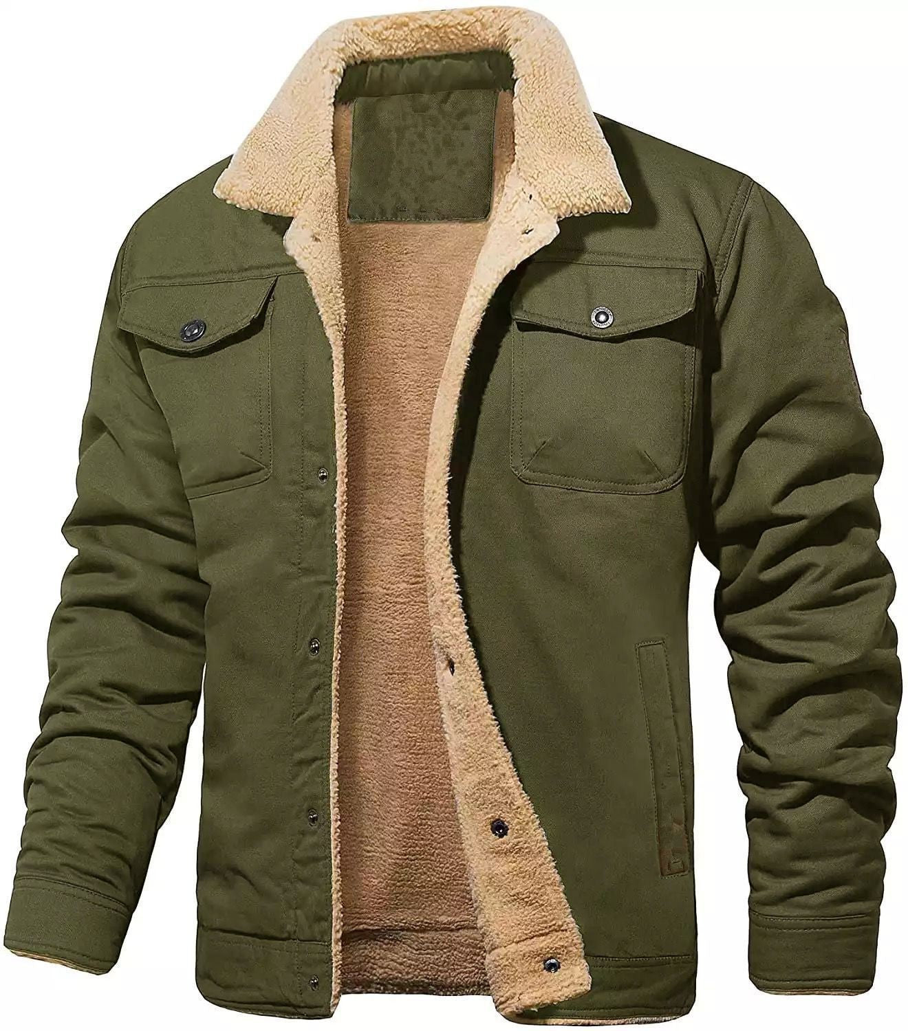 Men’s Contrast-Collar Snap-Front Jacket