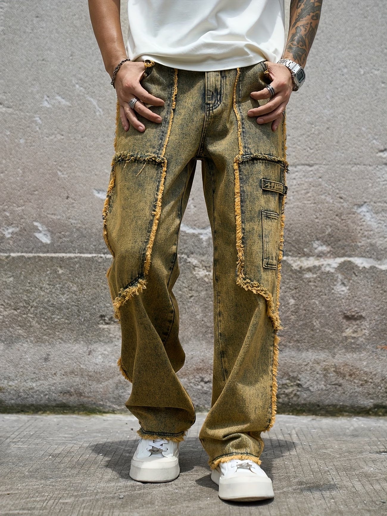Men’s Layered Patchwork Pants