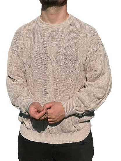 Men’s Long-Sleeve Pullover with Cable Knit Pattern