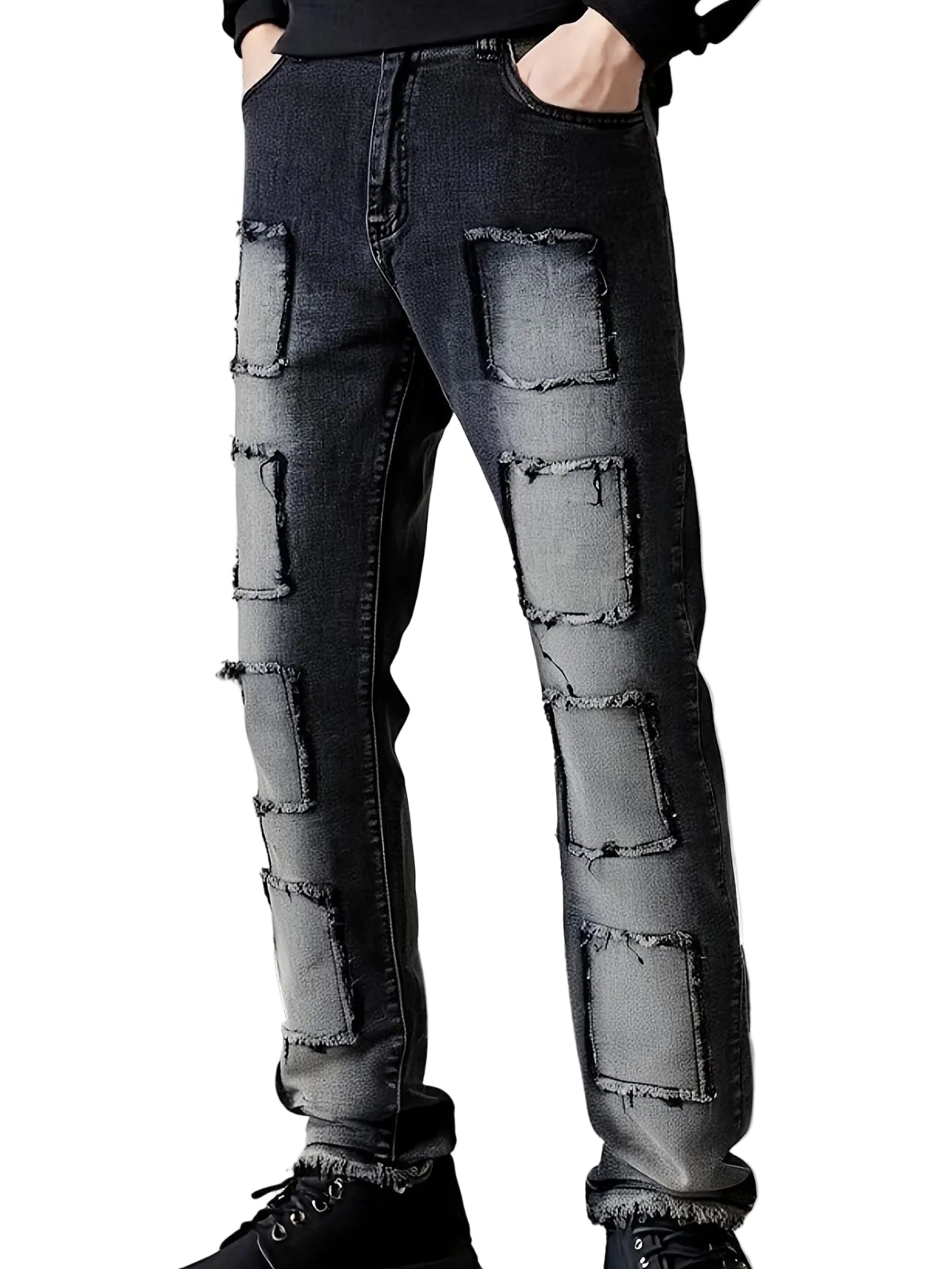 Men’s Straight-Leg Patchwork Pants