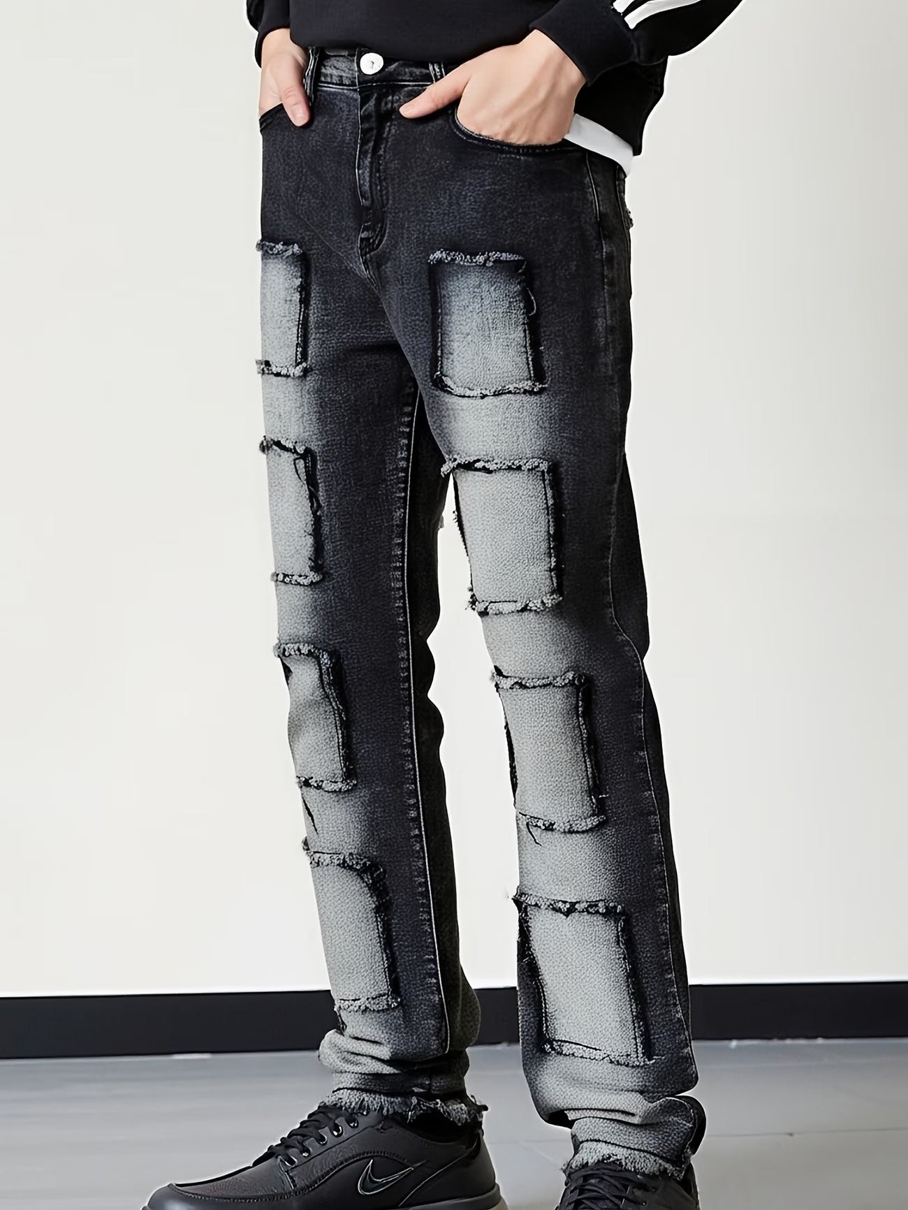 Men’s Straight-Leg Patchwork Pants