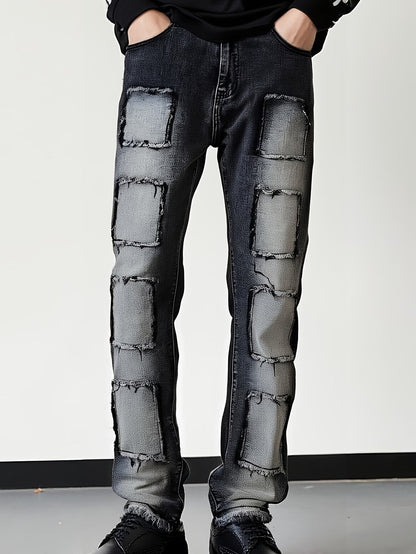 Men’s Straight-Leg Patchwork Pants