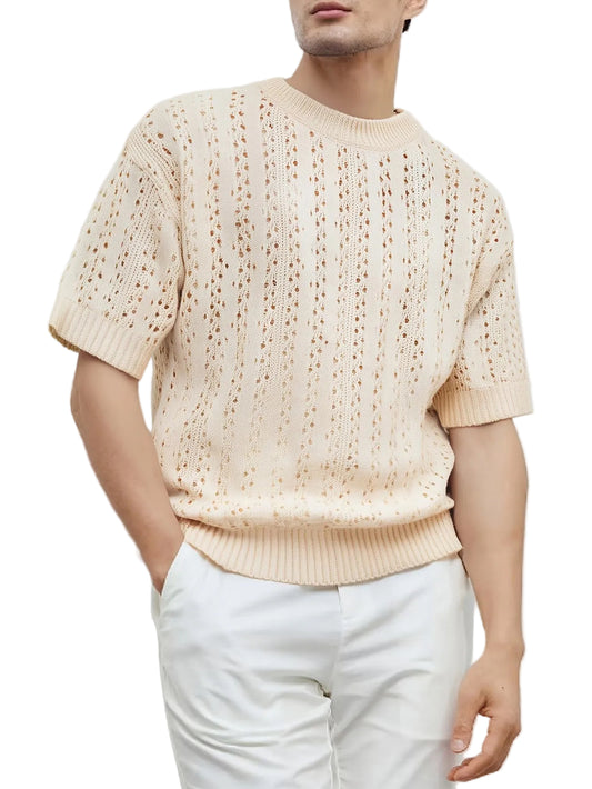 Men’s Textured Knit Short-Sleeve Pullover