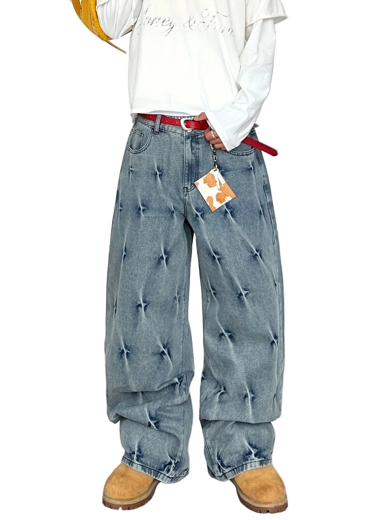 Men’s Wide-Leg Pants with Faded Pattern