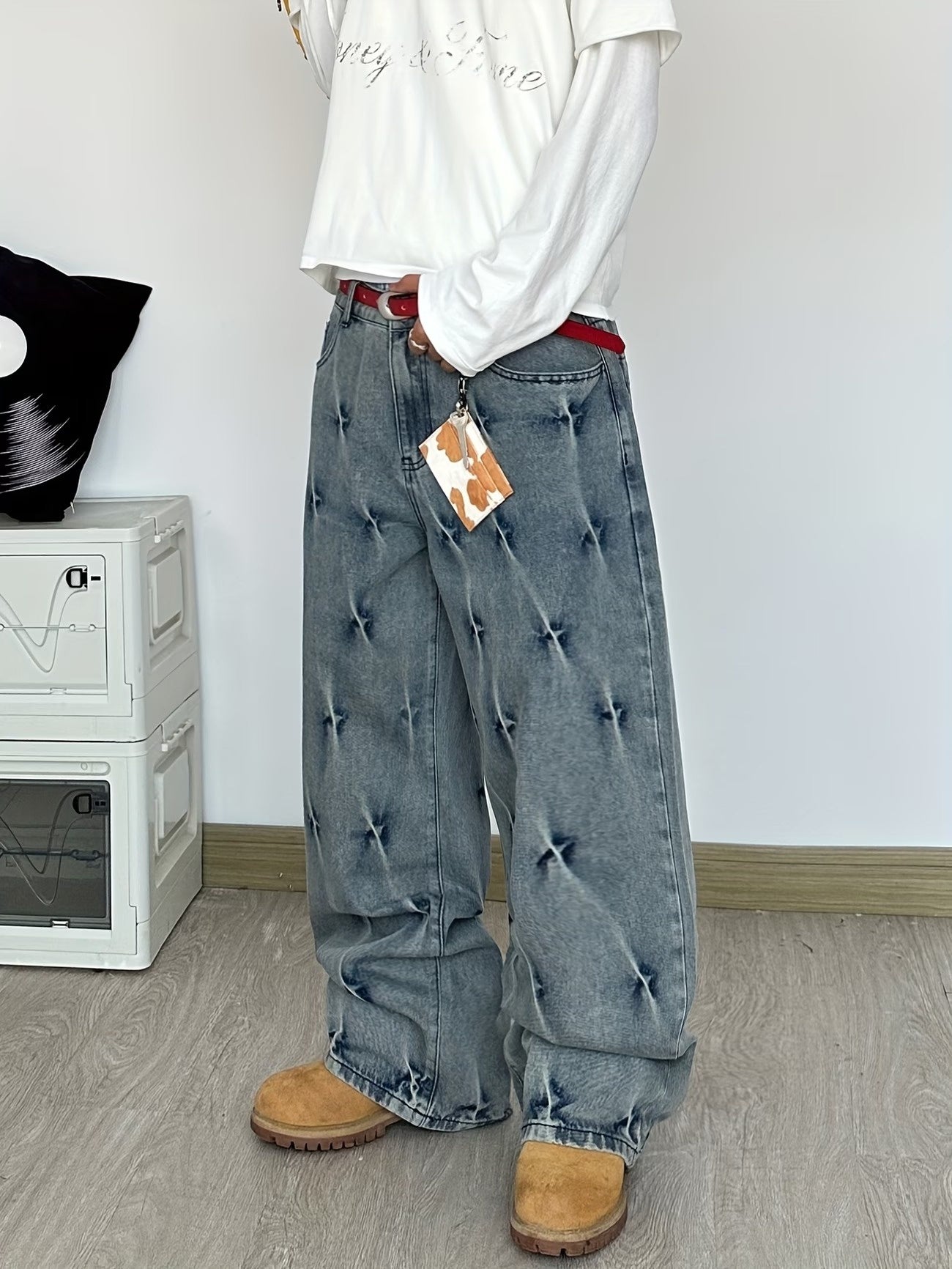 Men’s Wide-Leg Pants with Faded Pattern