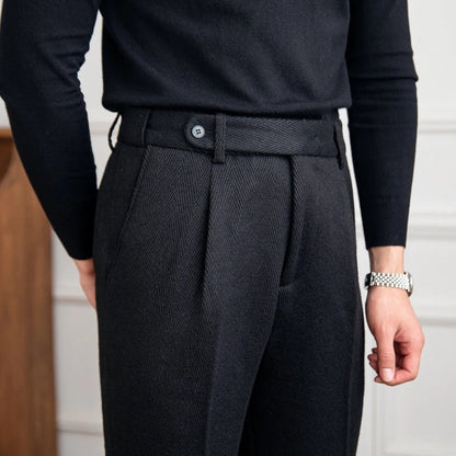 Men's Adjustable Waist Pleated Trousers