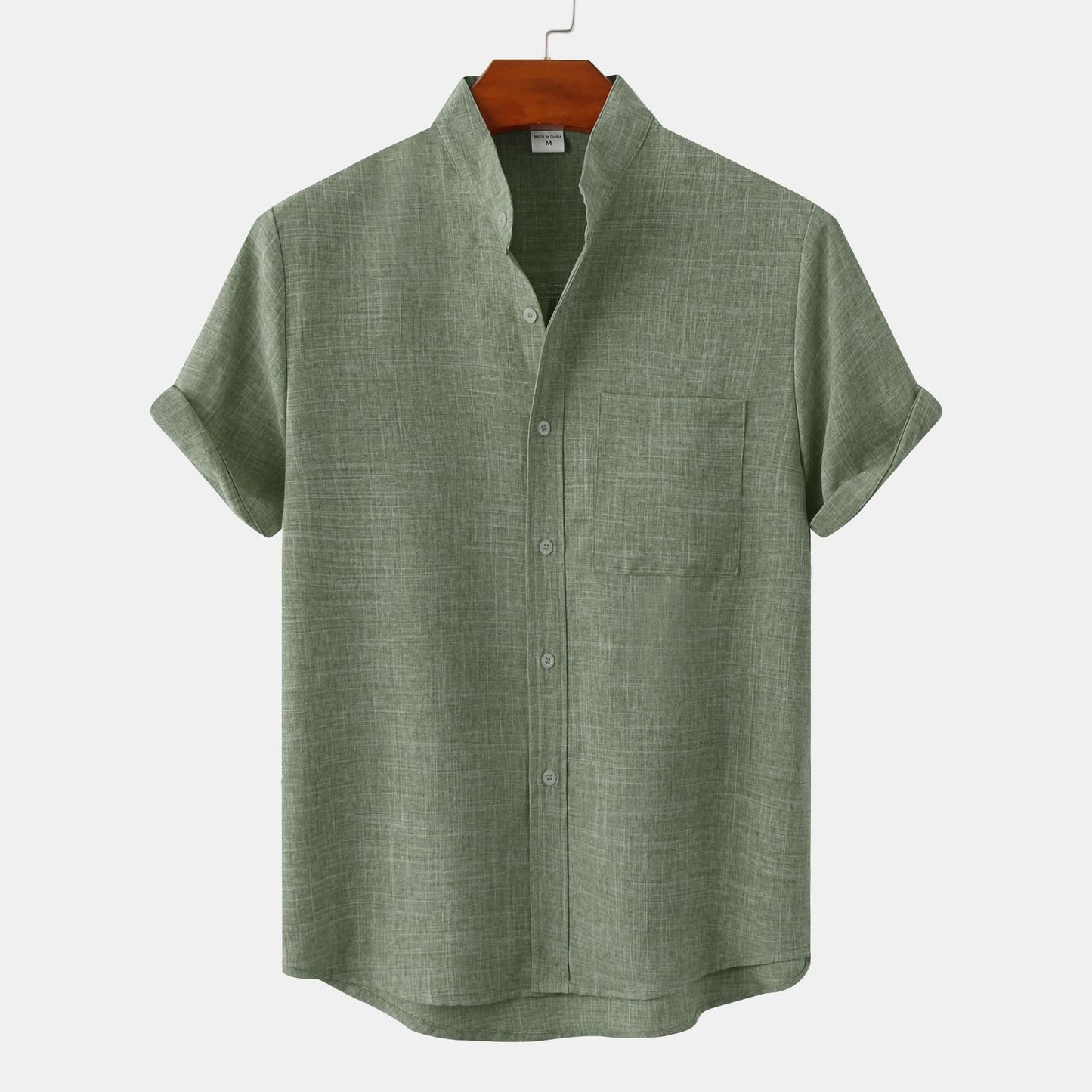 Men's Band Collar Shirt