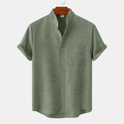 Men's Band Collar Shirt