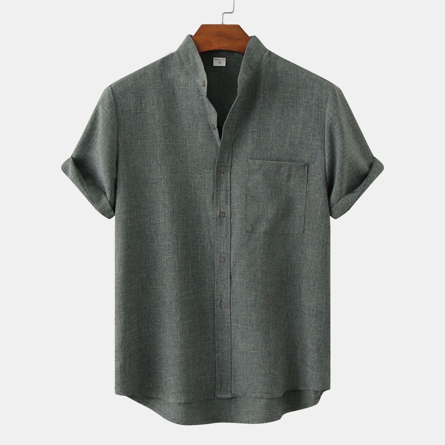 Men's Band Collar Shirt