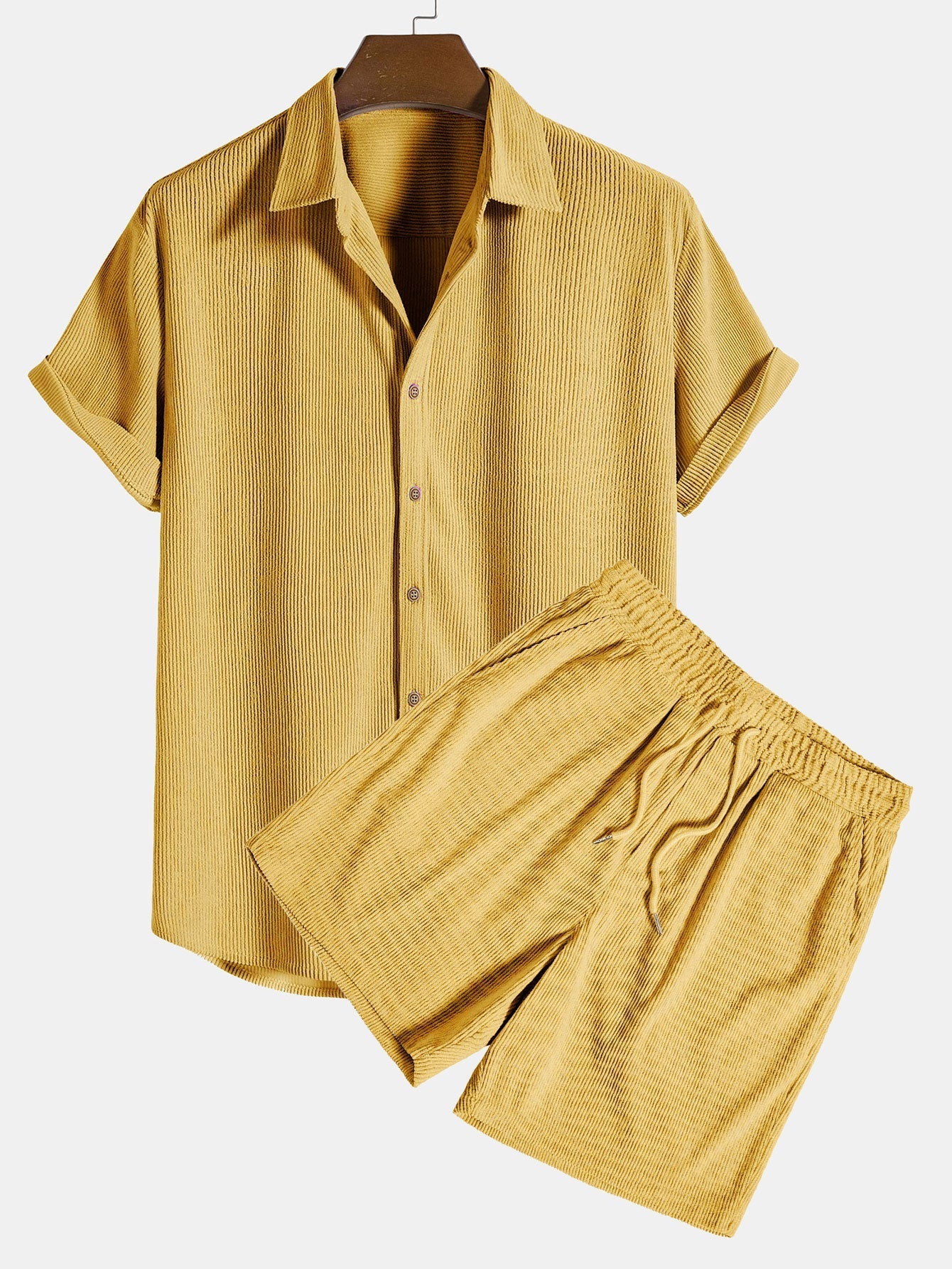 Men's Button Front Shirt and Shorts Set