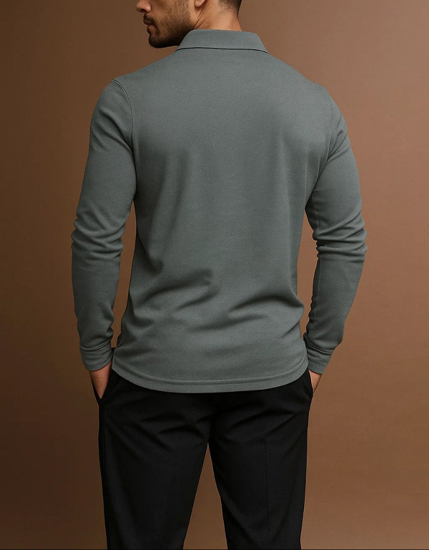 Men's Button-Placket Long Sleeve Shirt