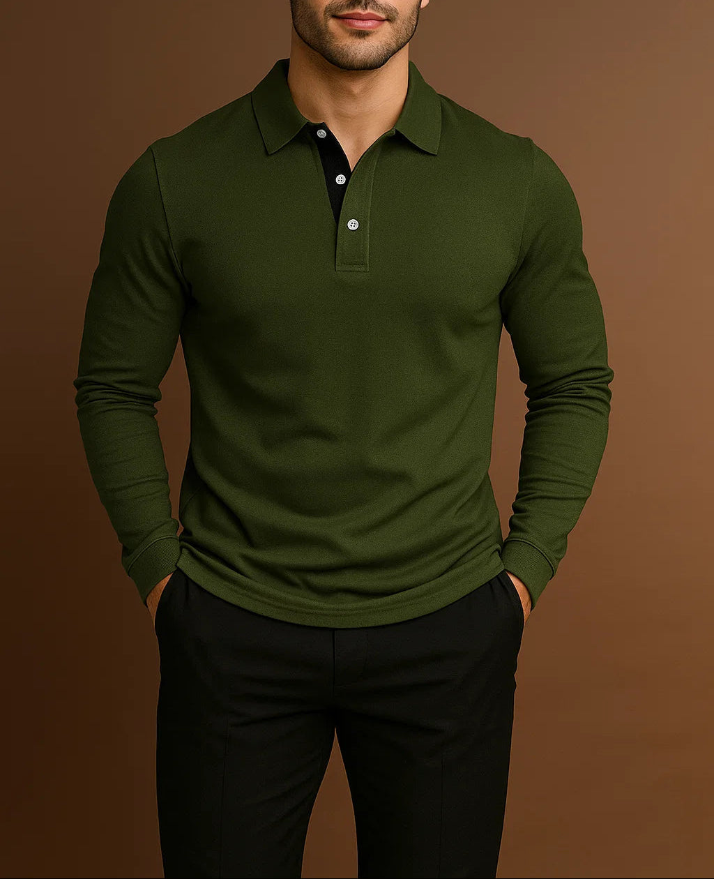 Men's Button-Placket Long Sleeve Shirt
