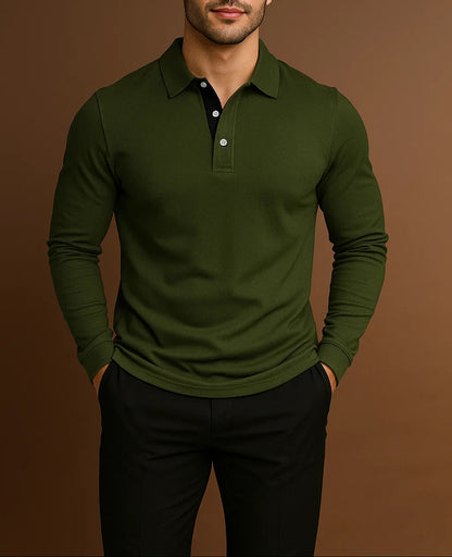 Men's Button-Placket Long Sleeve Shirt
