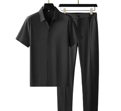 Men's Button Placket Shirt Set