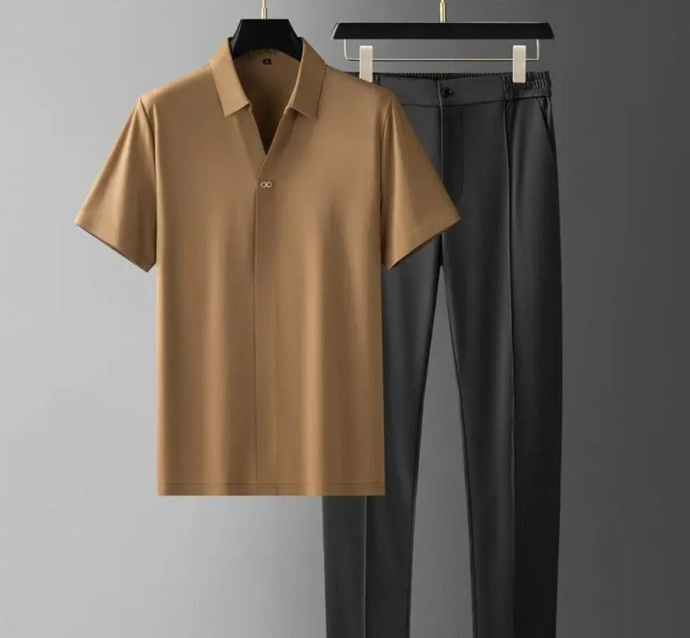 Men's Button Placket Shirt Set