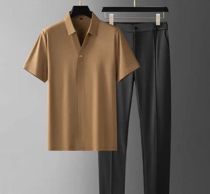Men's Button Placket Shirt Set