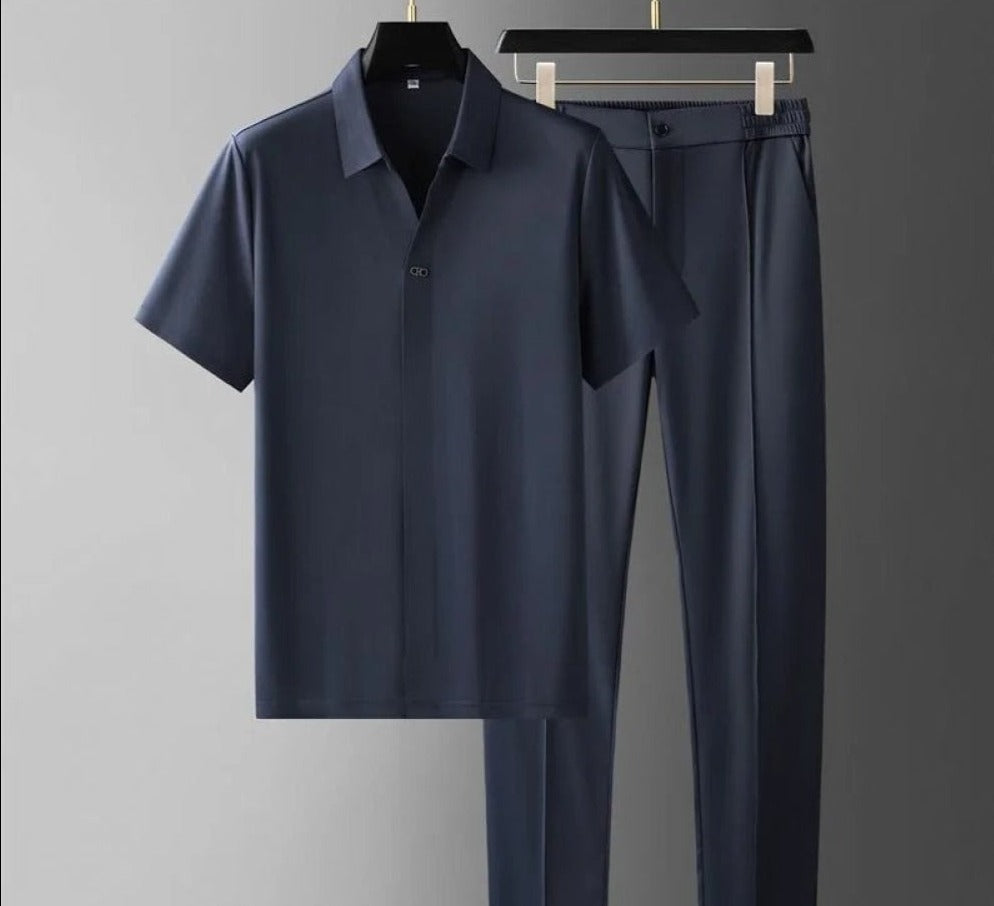 Men's Button Placket Shirt Set