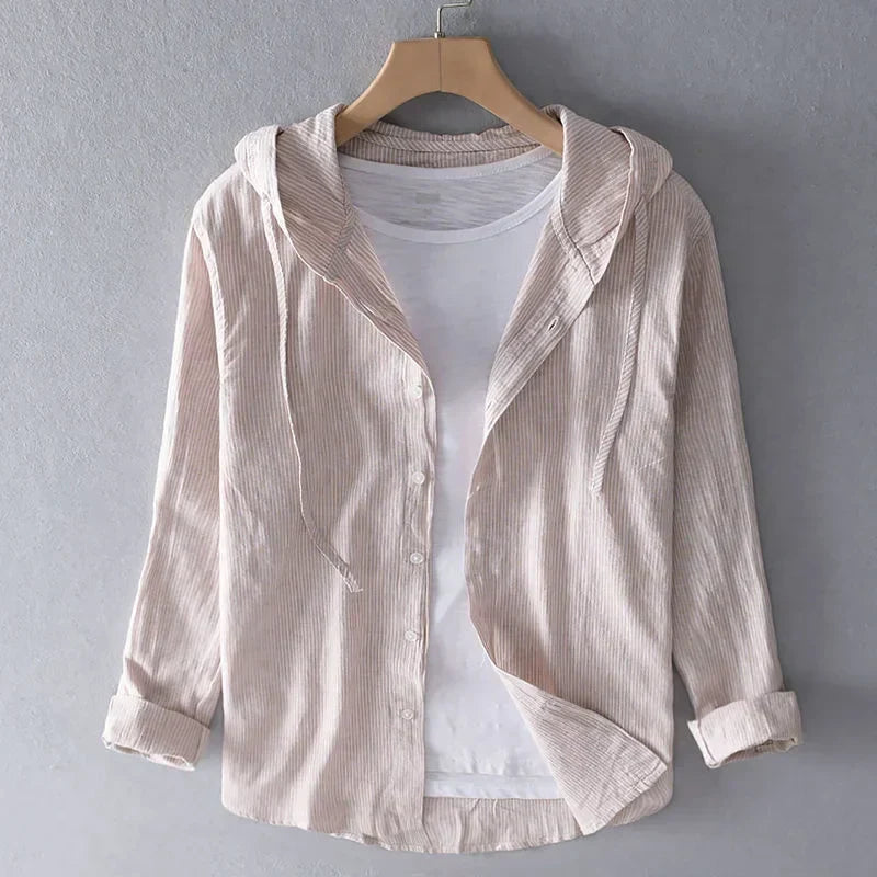 Men's Button-Up Hooded Shirt