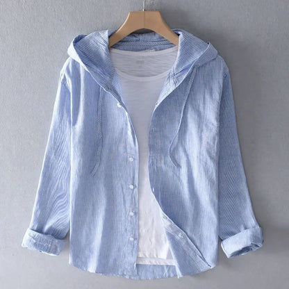 Men's Button-Up Hooded Shirt