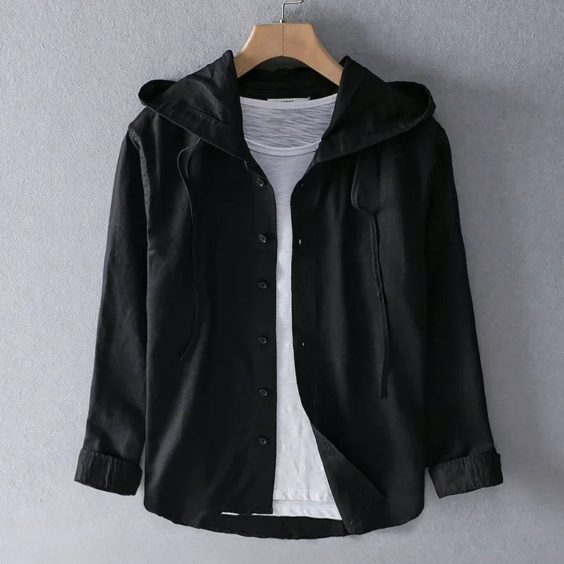 Men's Button-Up Hooded Shirt