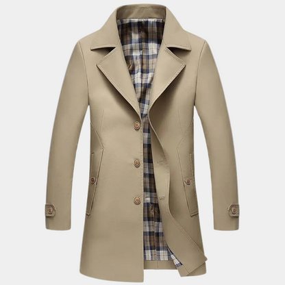 Men's Buttoned Trench Coat