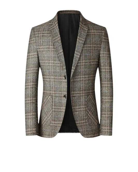 Men's Check Pattern Button Blazer