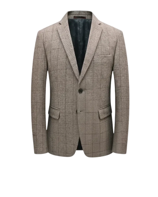 Men's Check Pattern Lapel Blazer