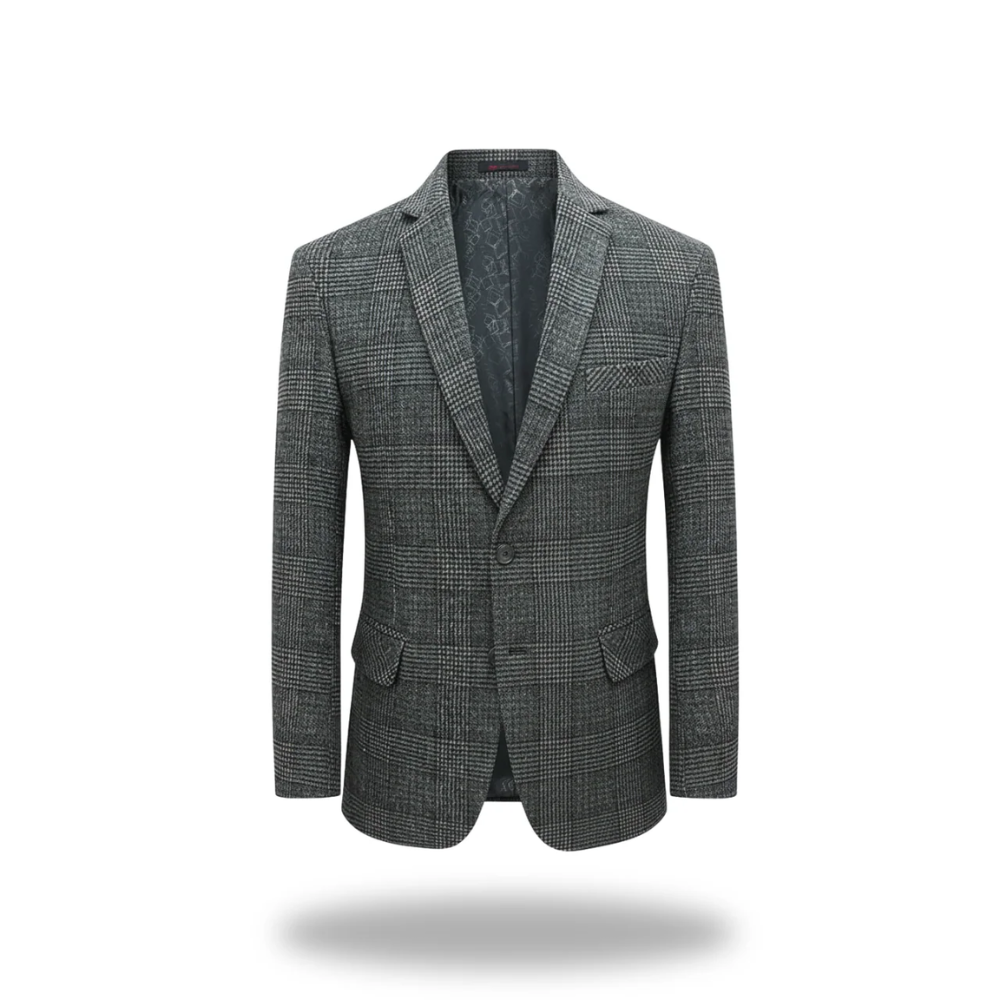 Men's Check Pattern Lapel Blazer
