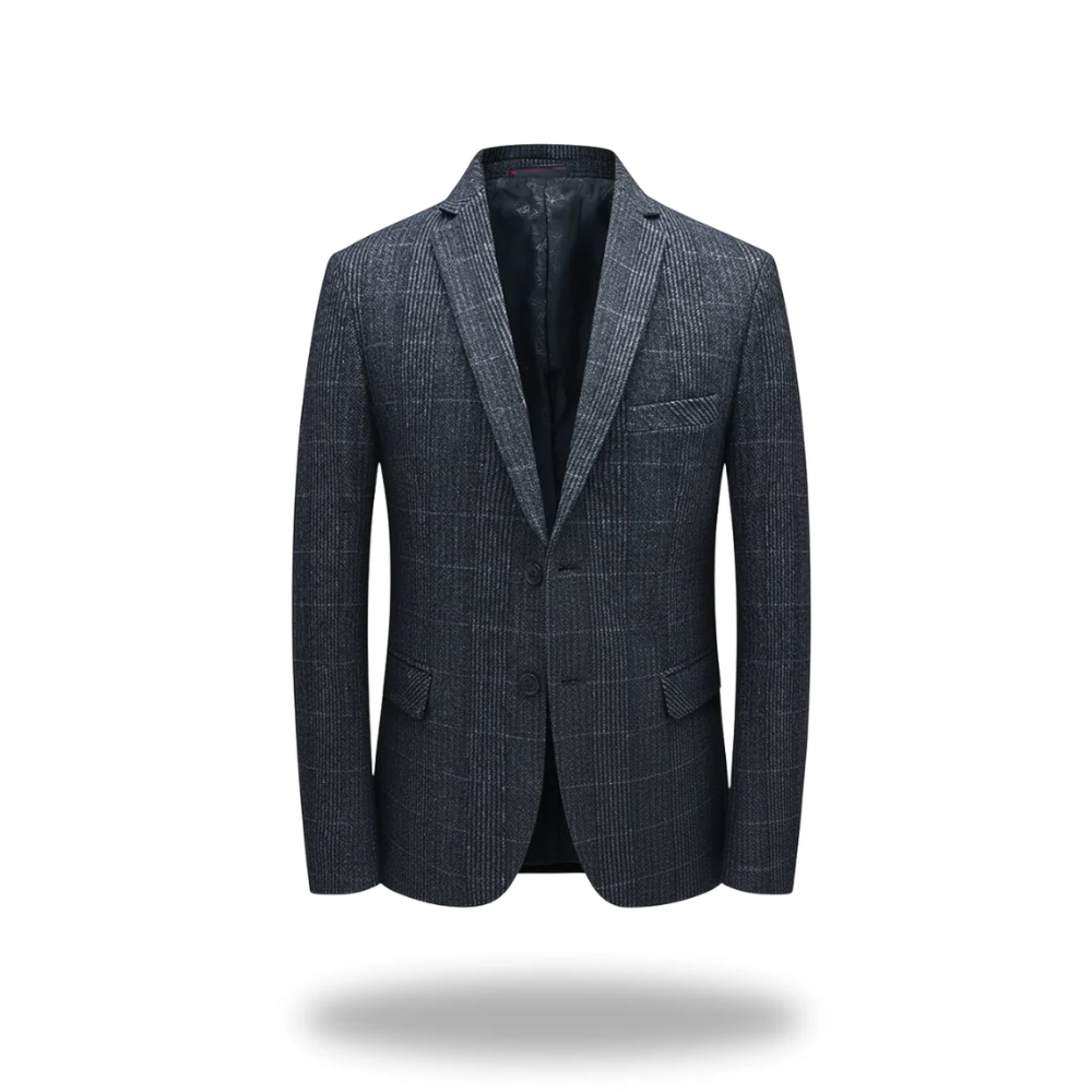 Men's Check Pattern Lapel Blazer
