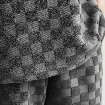 Men's Checker Pattern Shorts Set