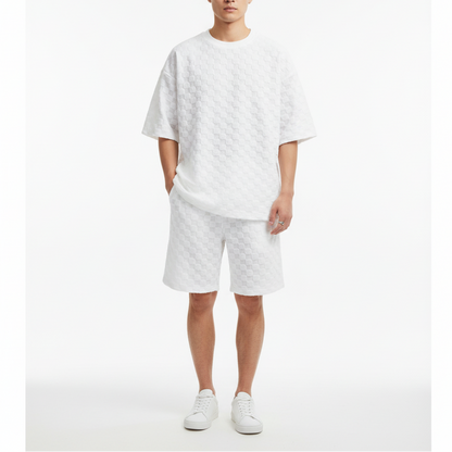 Men's Checker Pattern Shorts Set
