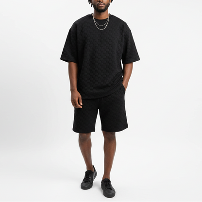 Men's Checker Pattern Shorts Set