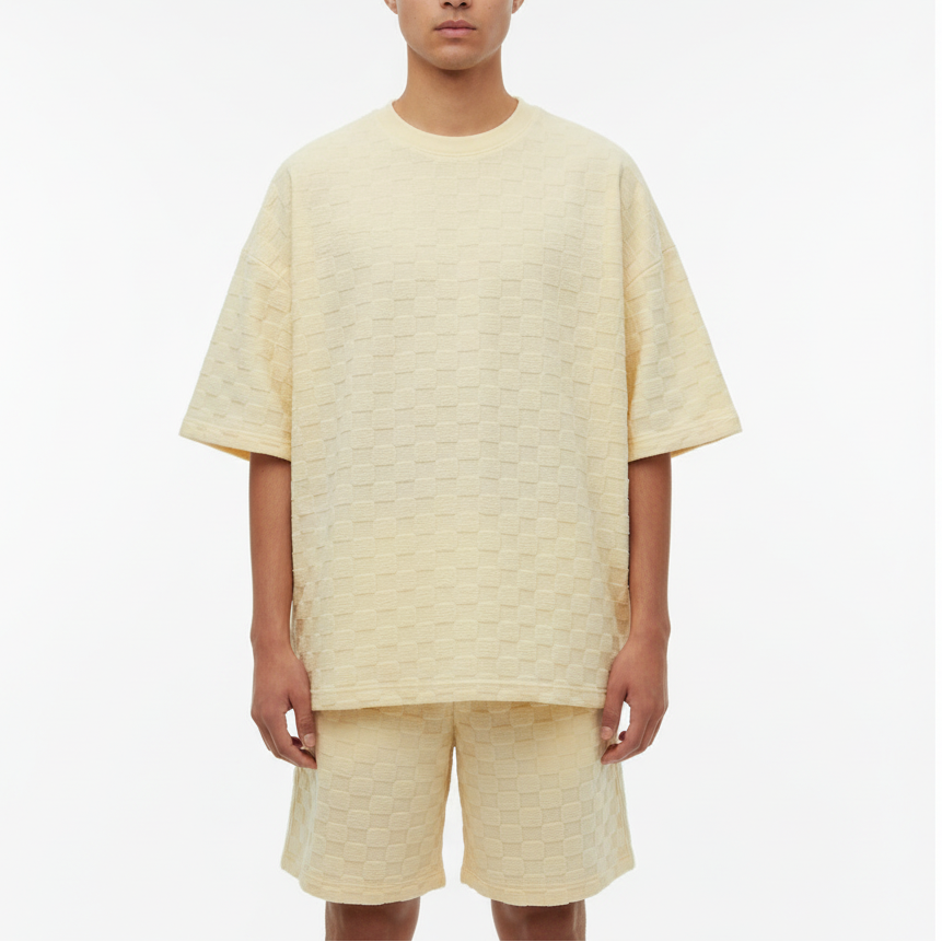 Men's Checker Pattern Shorts Set