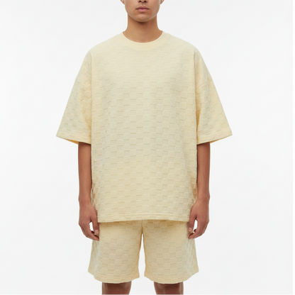 Men's Checker Pattern Shorts Set