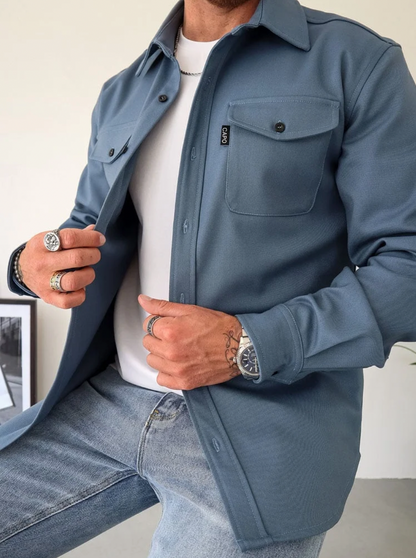 Men's Chest Pocket Button Shirt Jacket