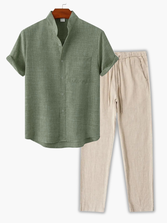Men's Collared Shirt and Trousers Set