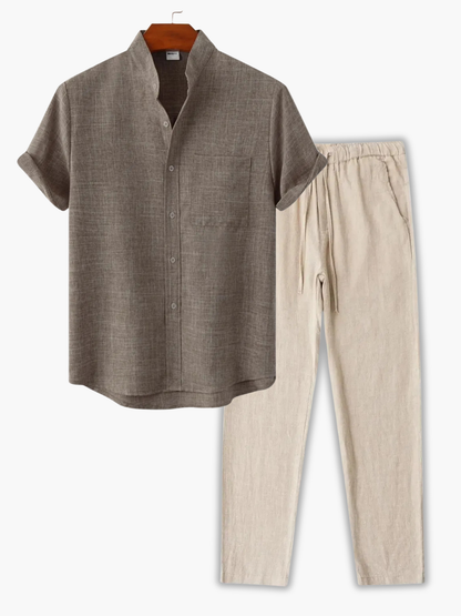 Men's Collared Shirt and Trousers Set