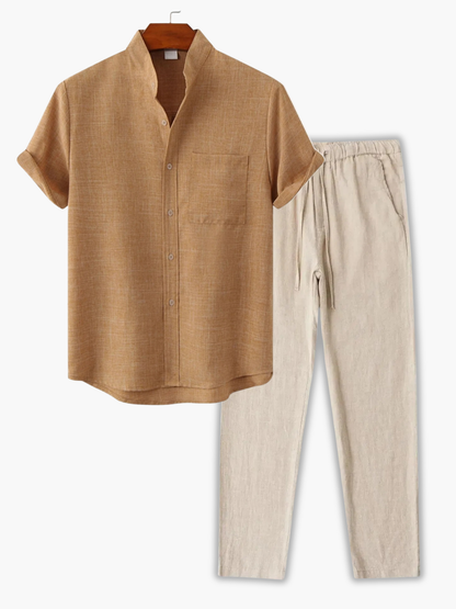Men's Collared Shirt and Trousers Set