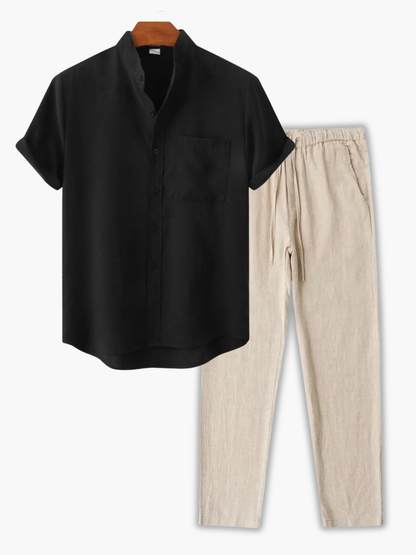 Men's Collared Shirt and Trousers Set