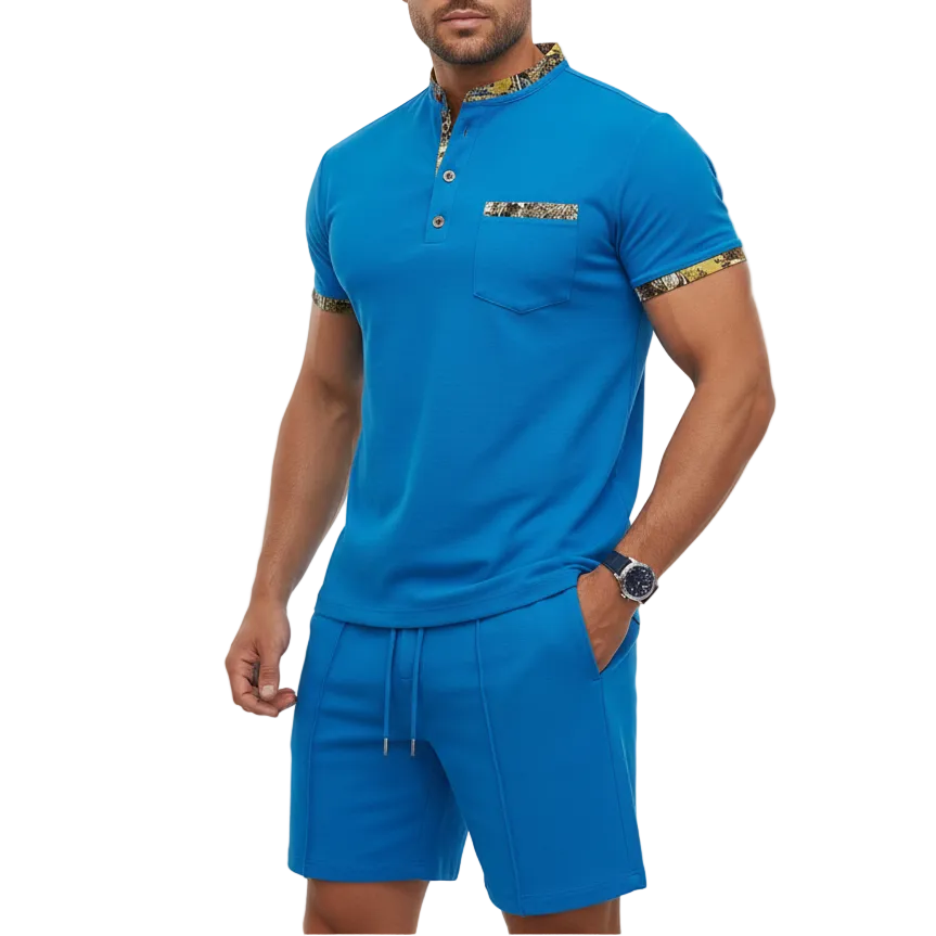 Men's Contrast Detail Shorts Set