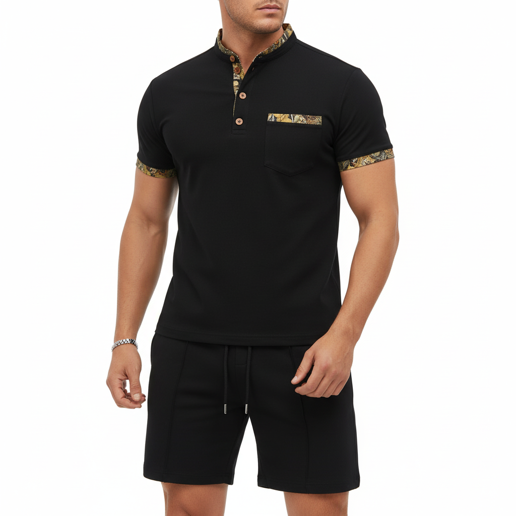 Men's Contrast Detail Shorts Set