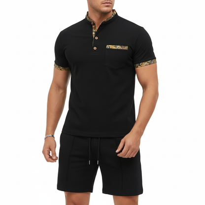 Men's Contrast Detail Shorts Set