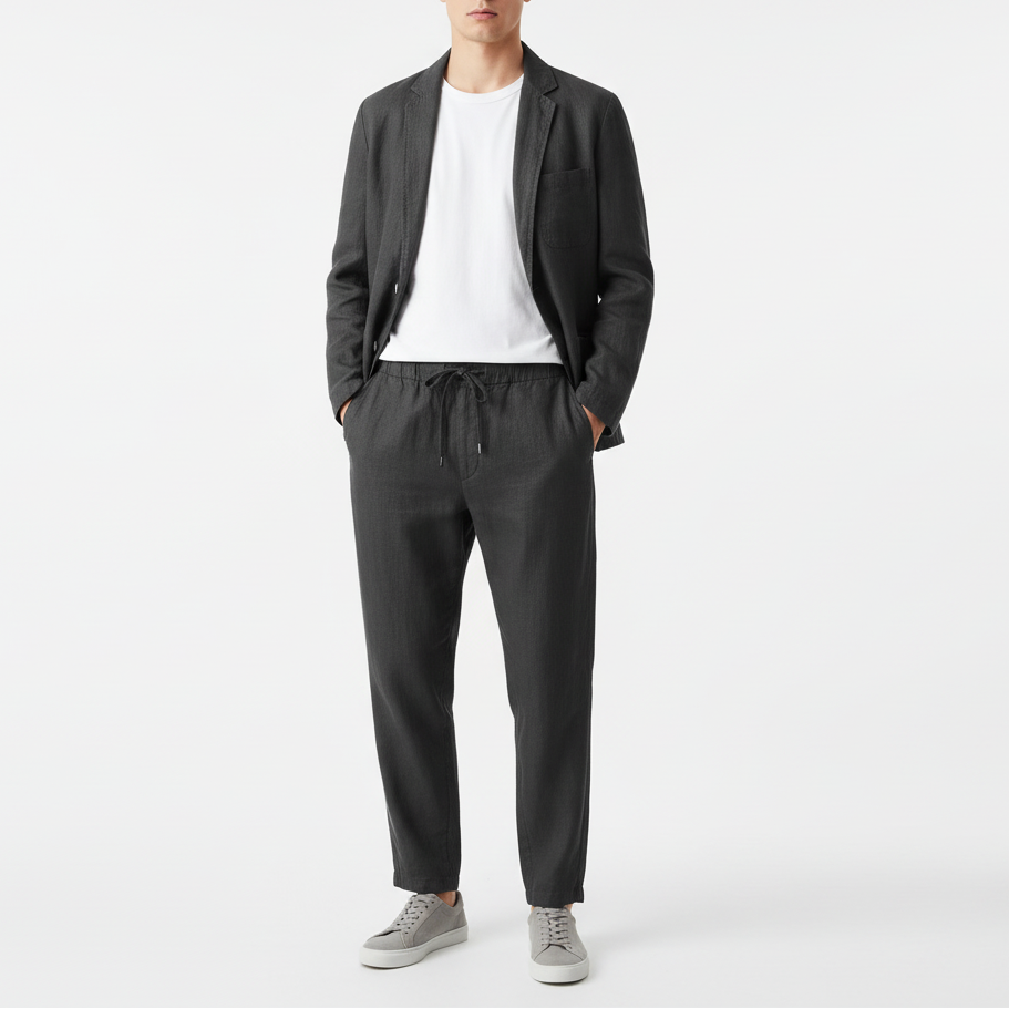 Men's Drawstring Waist Jacket Set