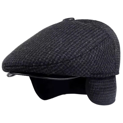Men's Ear Flap Flat Cap